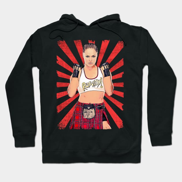 Ronda Rousey Wrestling Vintage Fan Art Hoodie by Sakonipopart